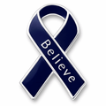 Dark Blue Ribbon Believe Pins The Awareness Company