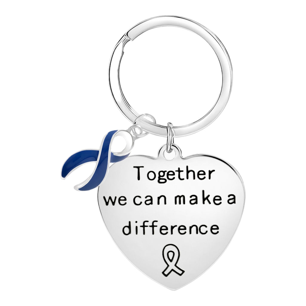 Dark Blue Ribbon Big Heart Key Chains The Awareness Company
