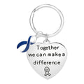 Dark Blue Ribbon Big Heart Key Chains The Awareness Company