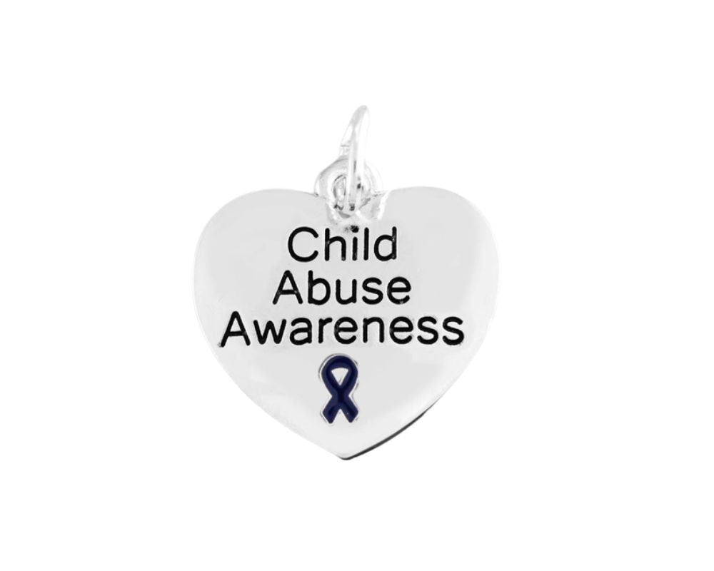 Dark Blue Ribbon Child Abuse Awareness Heart Charms The Awareness Company