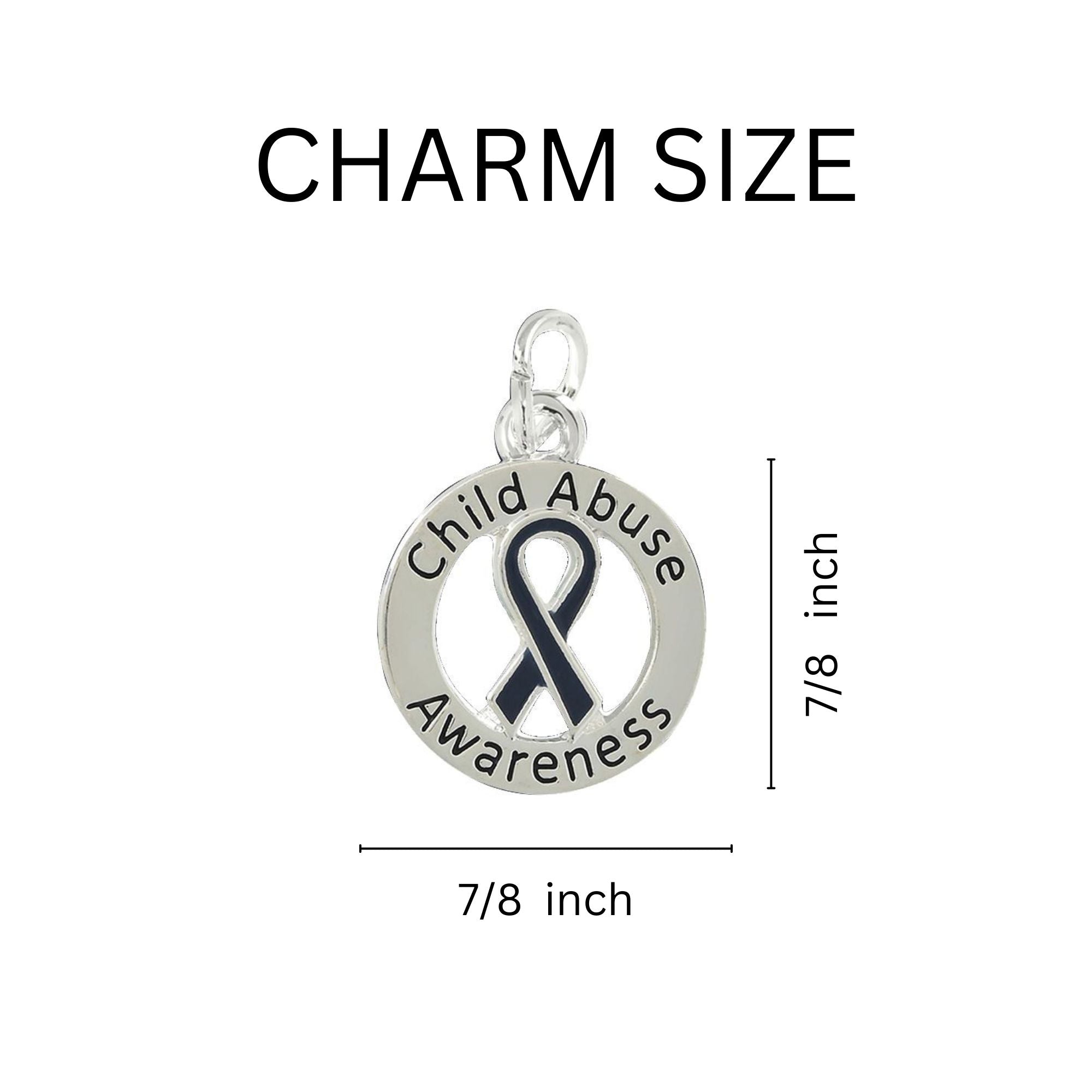 Dark Blue Ribbon Child Abuse Awareness Round Charm Chunky Bracelets The Awareness Company