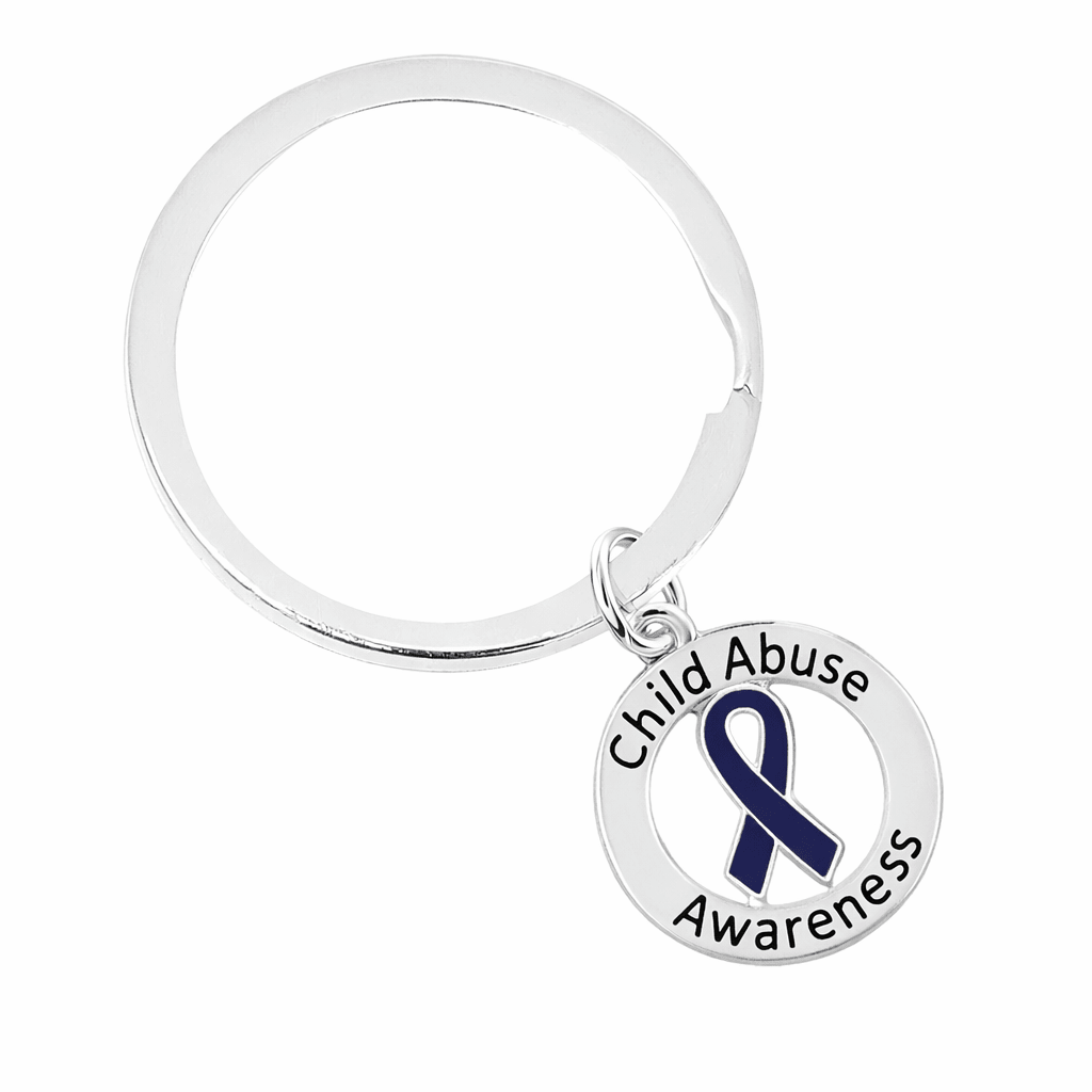 Dark Blue Ribbon Child Abuse Awareness Split Style Keychains The Awareness Company