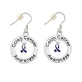 Dark Blue Ribbon Colon Cancer Awareness Hanging Earrings The Awareness Company