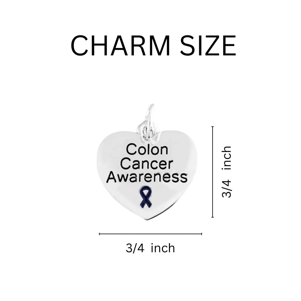Dark Blue Ribbon Colon Cancer Awareness Heart Charm Chunky Bracelets The Awareness Company