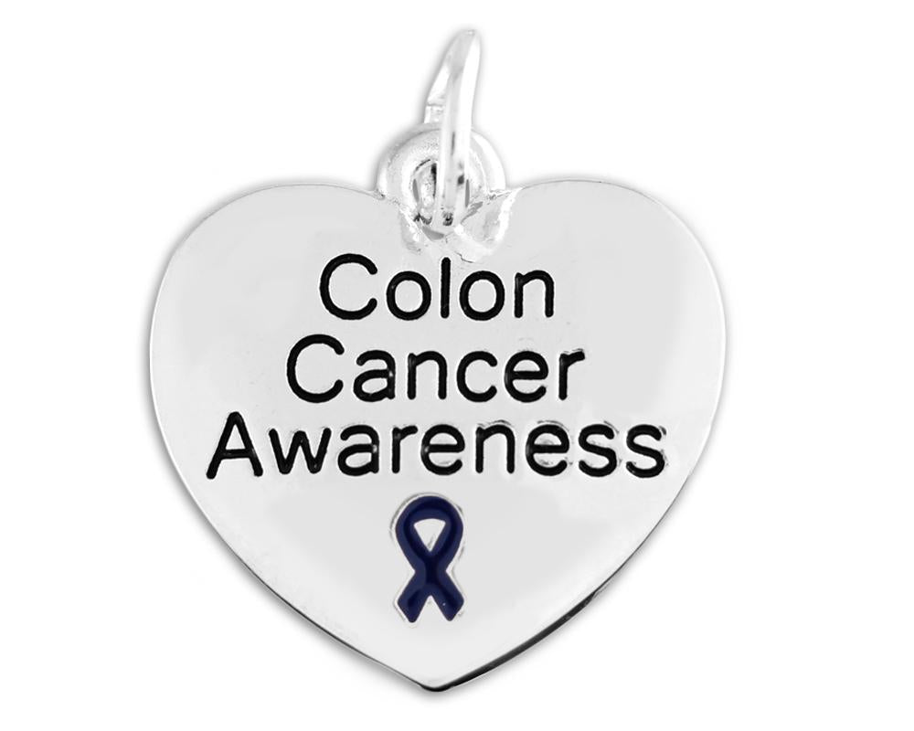 Dark Blue Ribbon Colon Cancer Awareness Heart Charms The Awareness Company