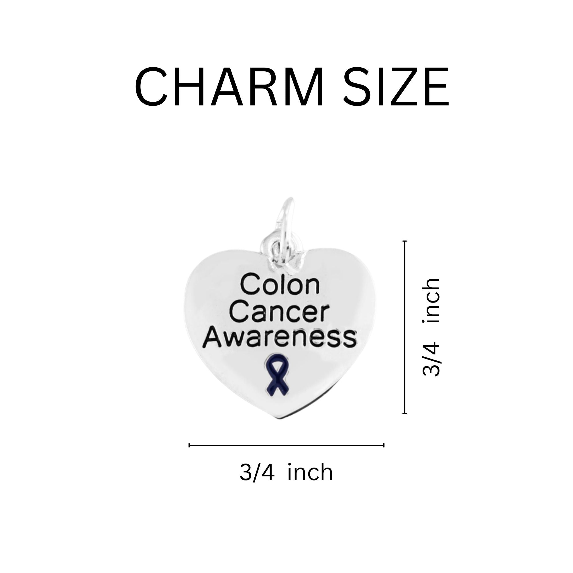 Dark Blue Ribbon Colon Cancer Awareness Heart Charms The Awareness Company