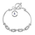 Dark Blue Ribbon Colon Cancer Circle Charm Partial Beaded Bracelet The Awareness Company