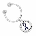 Dark Blue Ribbon Round Child Abuse Awareness Keychains The Awareness Company