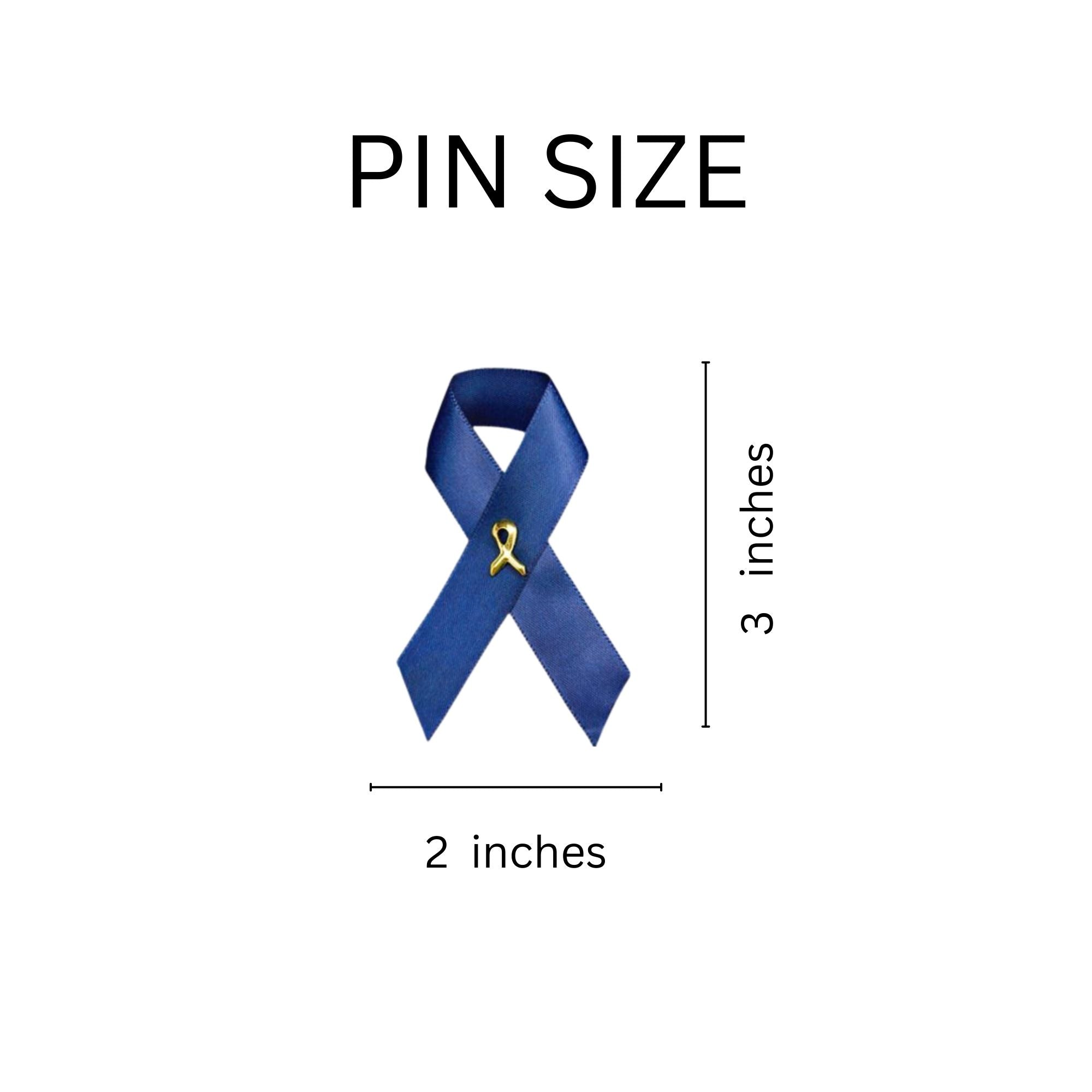 10 Pack Dark Blue Satin Ribbon Awareness Pins The Awareness Company