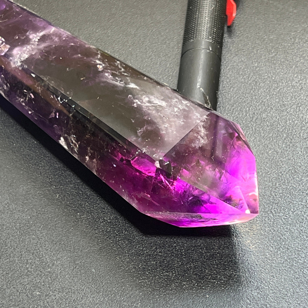 Large Dark Amethyst Crystal Faceted Standing Tower Carving Amazing Crystals