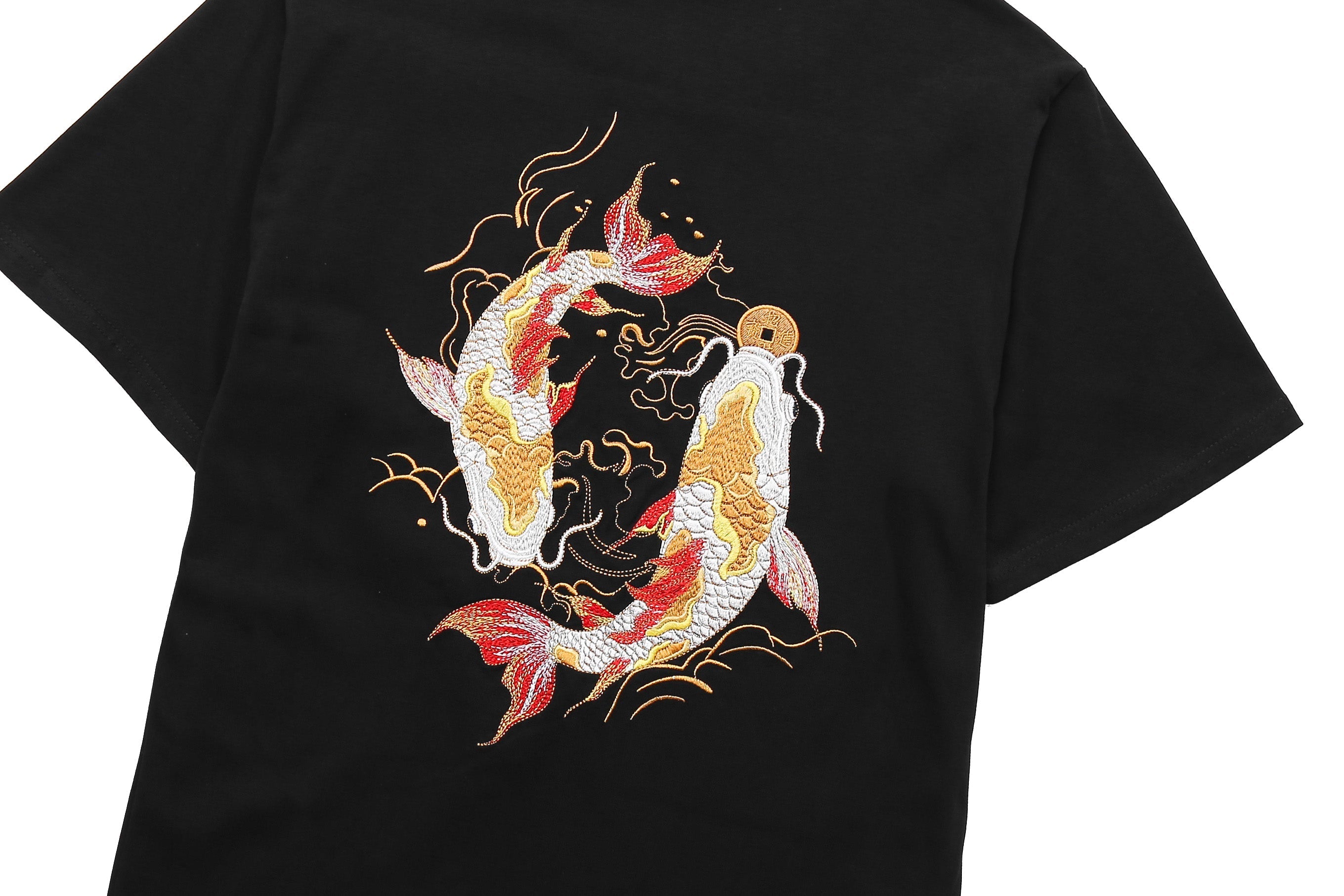 KH852 Golden Koi Fish Embroidery Tee Niepce