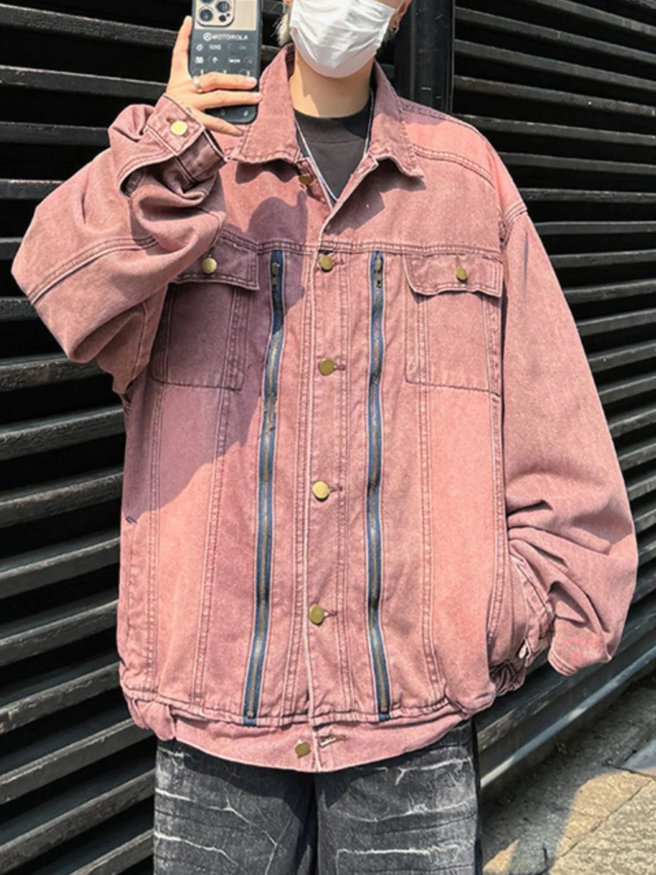 Men's Plus Size Button Up Long Sleeve Denim Jacket NicholesGifts