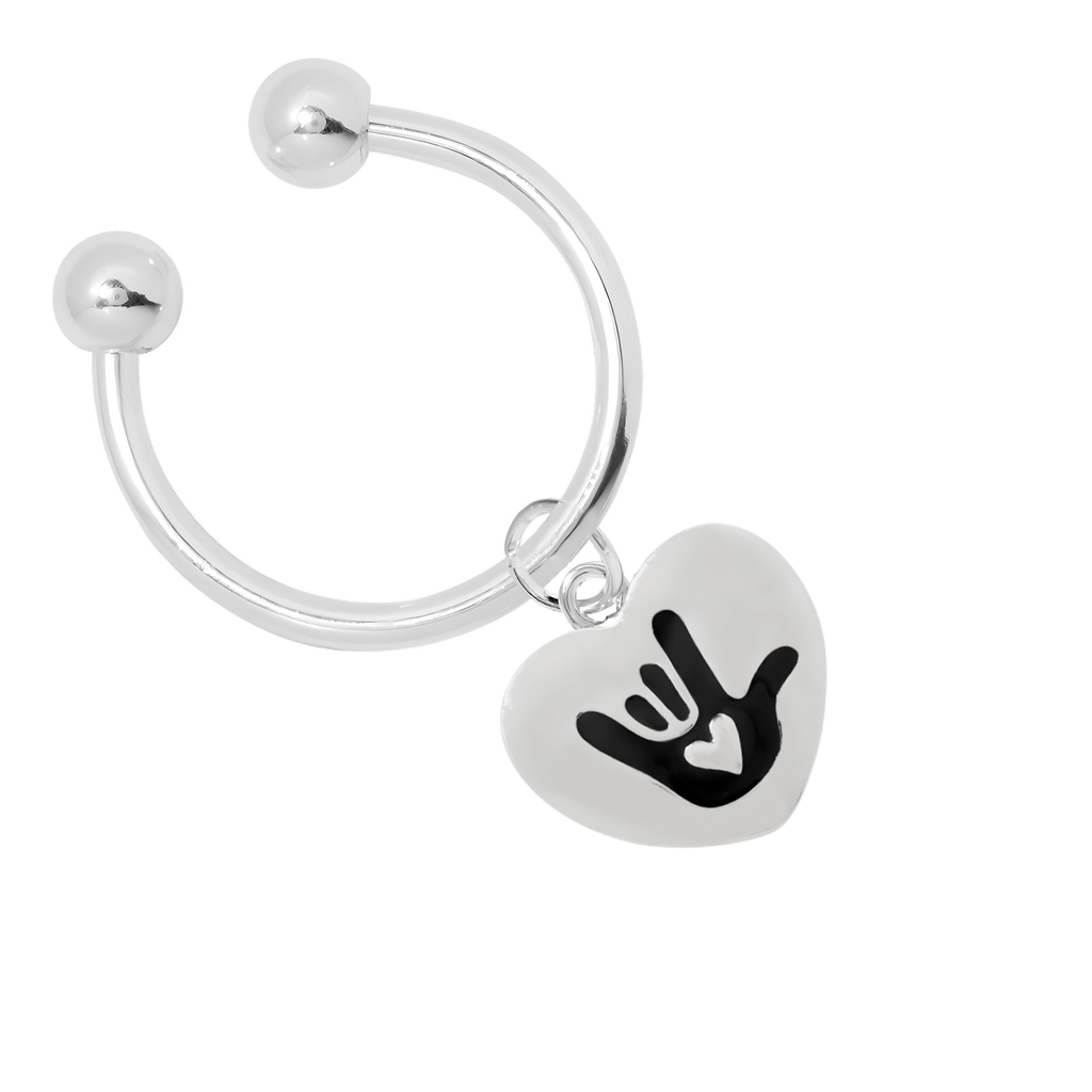 Deaf Awareness I Love You Sign Language Symbol Heart Key Chains The Awareness Company