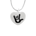 Deaf I Love You Sign Language Symbol Awareness Heart Necklaces The Awareness Company