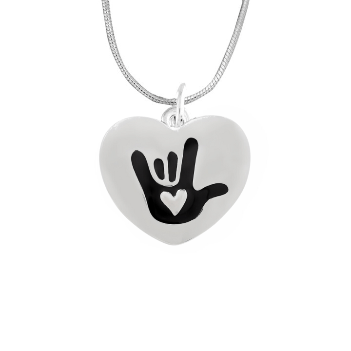 Deaf I Love You Sign Language Symbol Awareness Heart Necklaces The Awareness Company