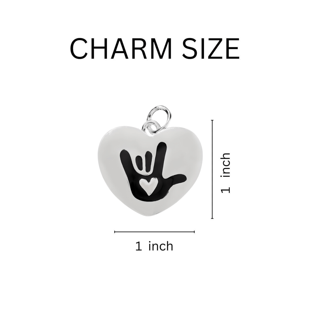 Deaf I Love You Sign Language Symbol Awareness Heart Necklaces The Awareness Company