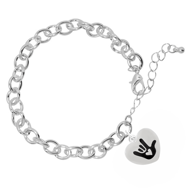 Deaf Symbol I love You Hand Sign Chunky Charm Bracelets The Awareness Company