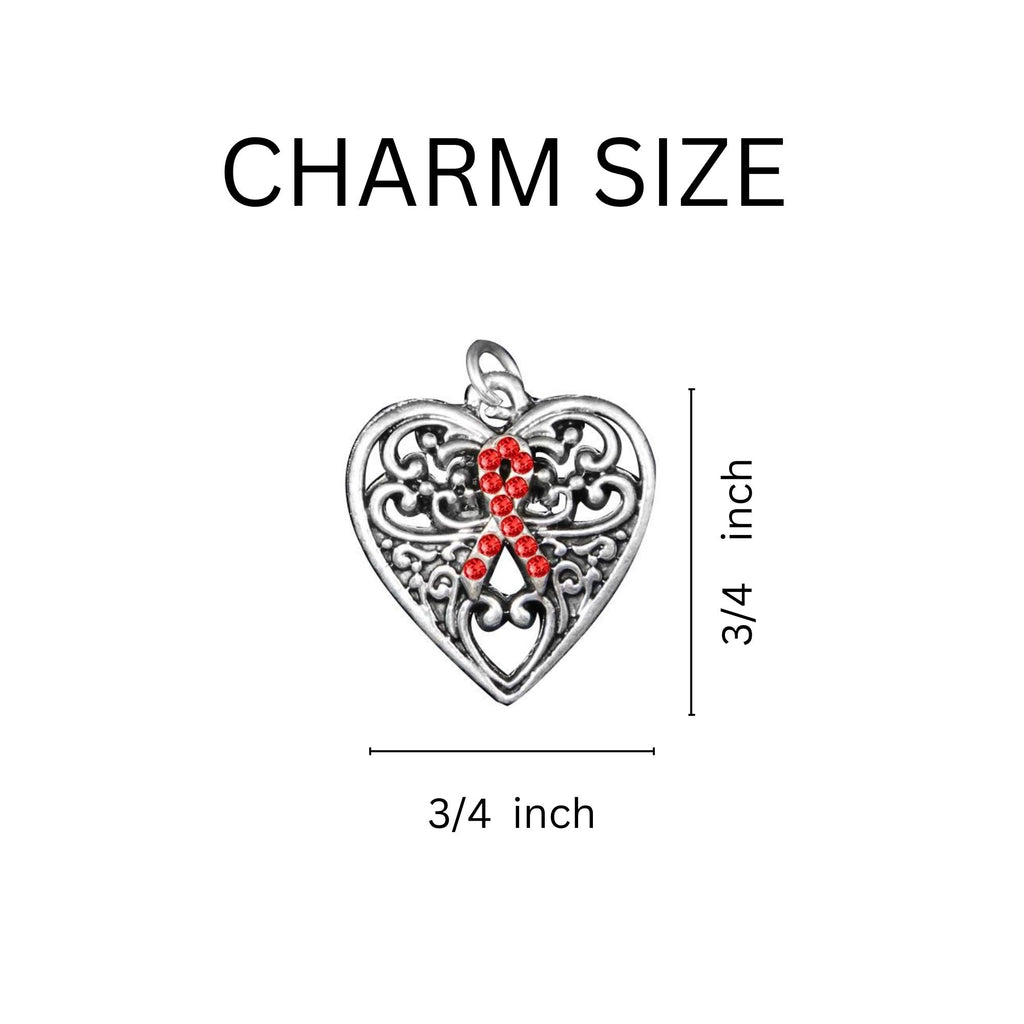 Decorative Heart Red Ribbon Key Chains The Awareness Company