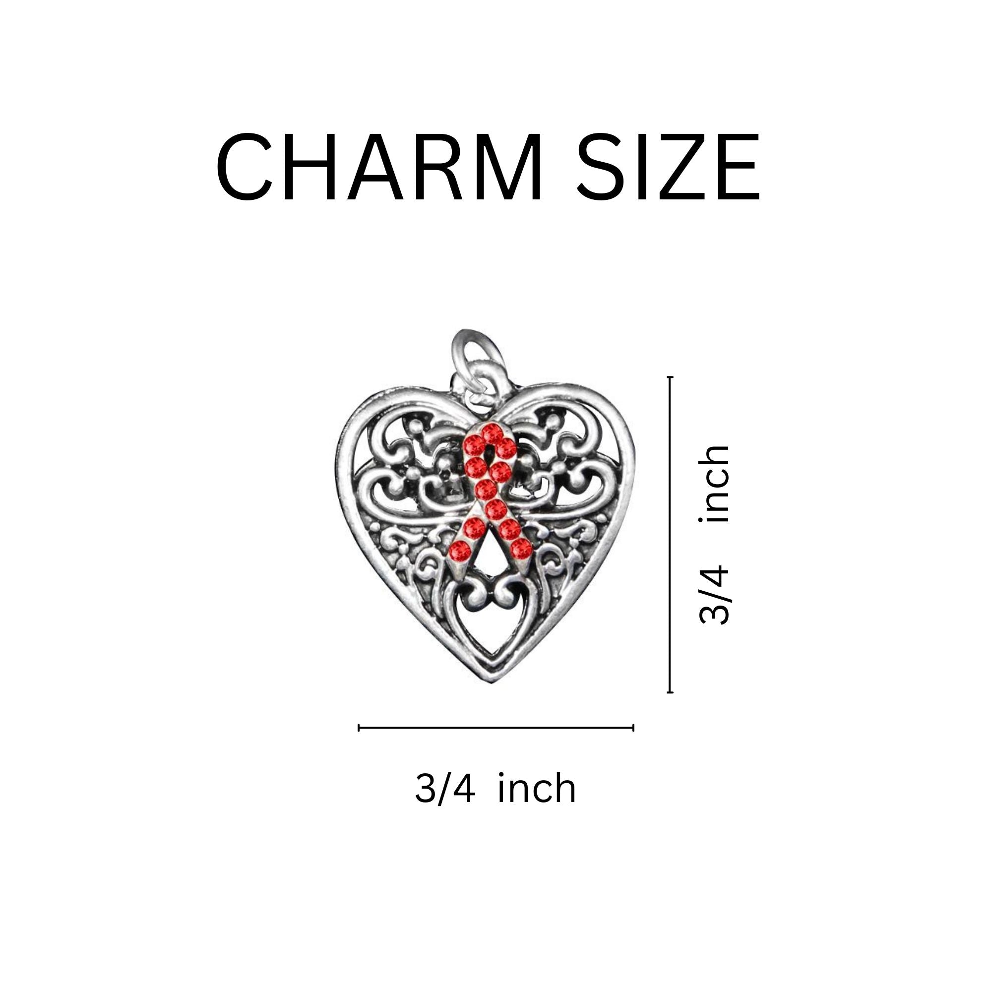 Decorative Heart Red Ribbon Key Chains The Awareness Company