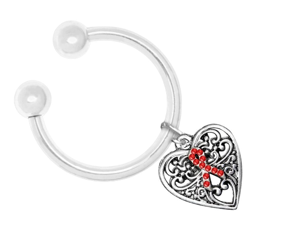 Decorative Heart Red Ribbon Key Chains The Awareness Company