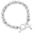 Decorative Silver Cross Religious Charm Beaded Bracelets The Awareness Company