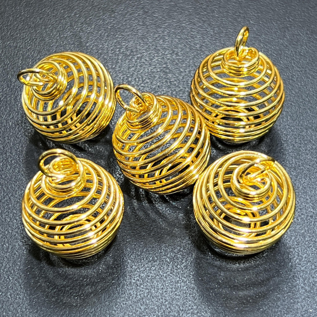 Crystal Gem Holder Spiral Cage Pendants (Silver, Gold, or Copper Plated) Circle Square Wholesale Amazing Crystals