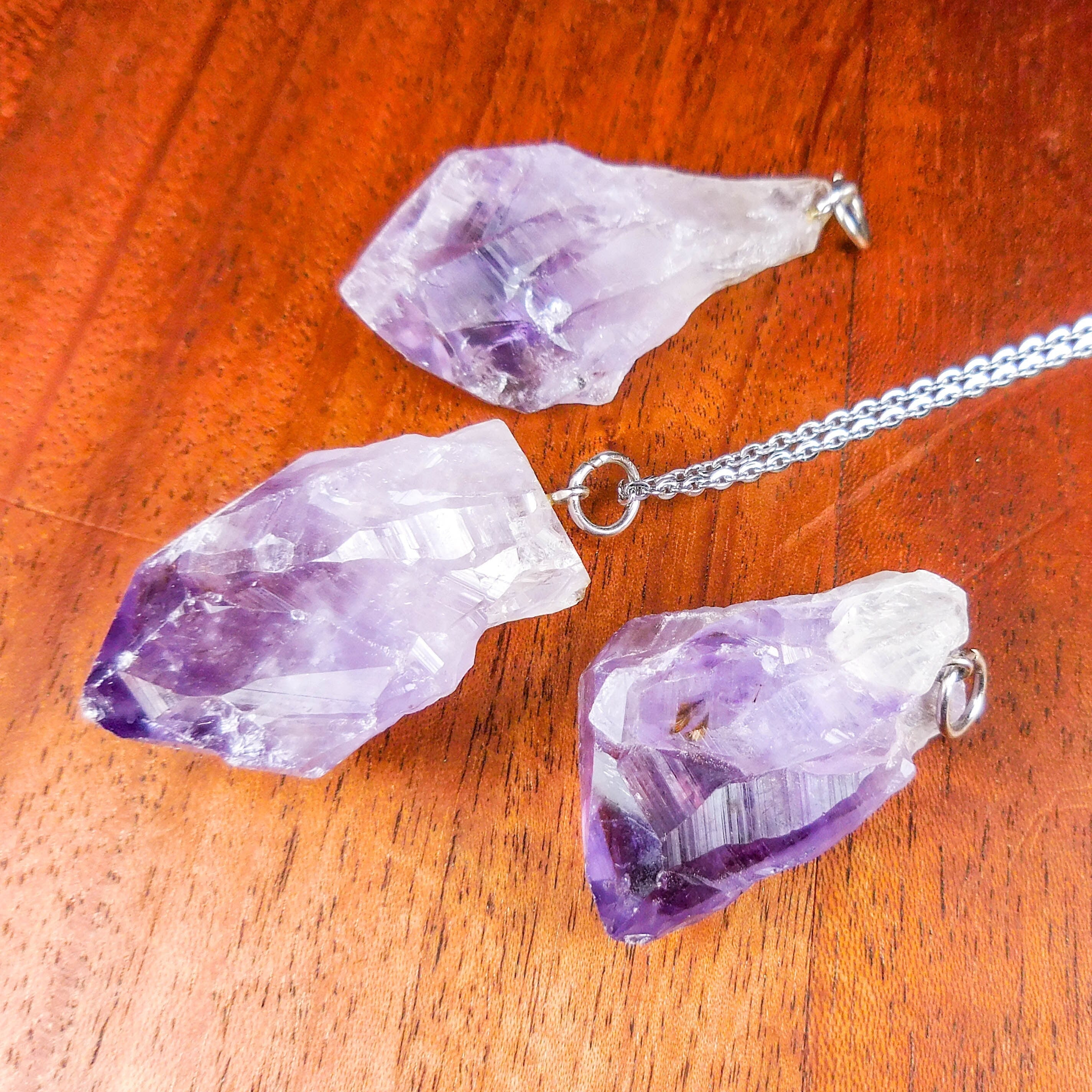 Raw Amethyst Crystal Point Pendant (Silver Ring) Rough Gemstone Jewelry Necklace Supply Amazing Crystals