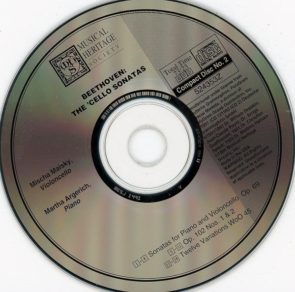 Ludwig van Beethoven - Mischa Maisky, Martha Arger - Die Cellosonaten (2xCD) | Near Mint (NM) Near Mint (NM) Love Vinyl Records