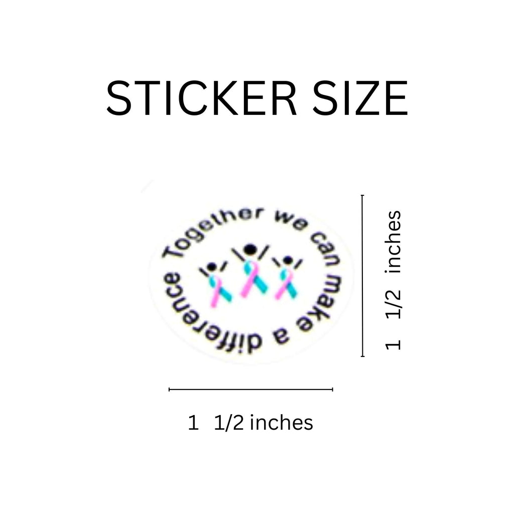 Difference Pink & Teal Ribbon Stickers (500 Stickers) The Awareness Company