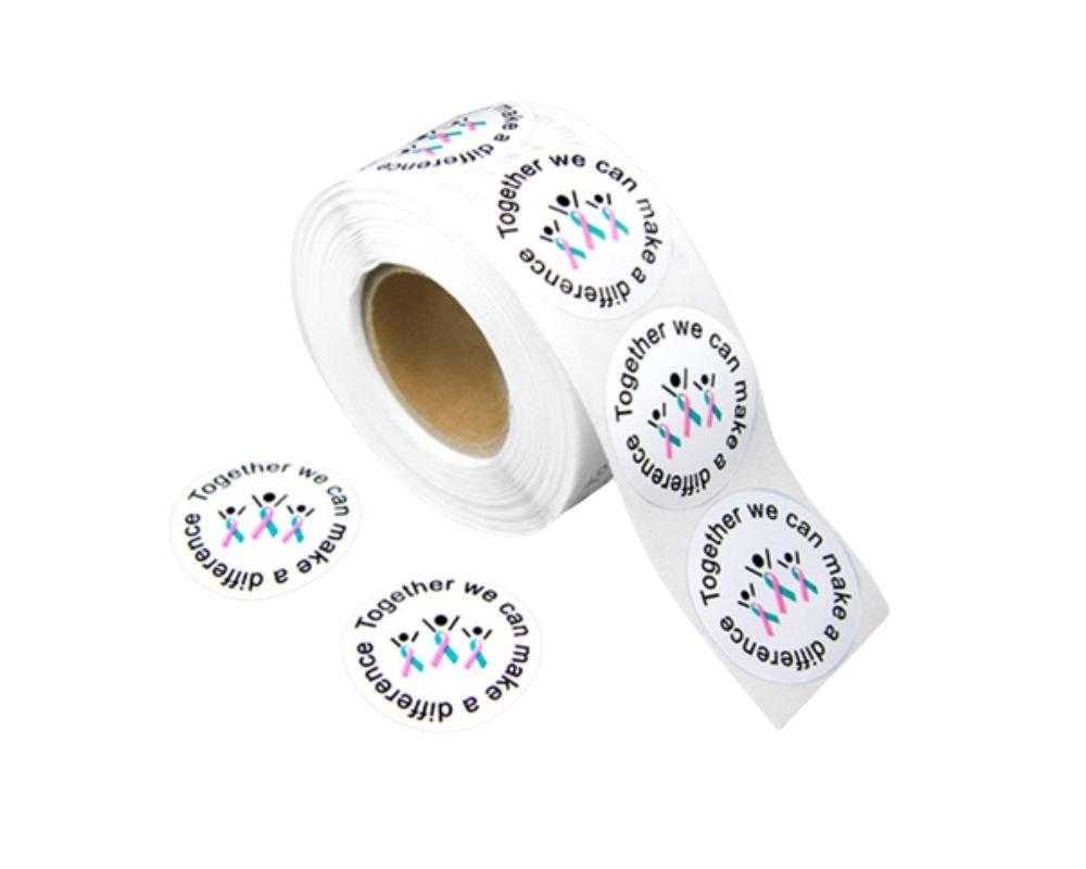 Difference Pink & Teal Ribbon Stickers (500 Stickers) The Awareness Company