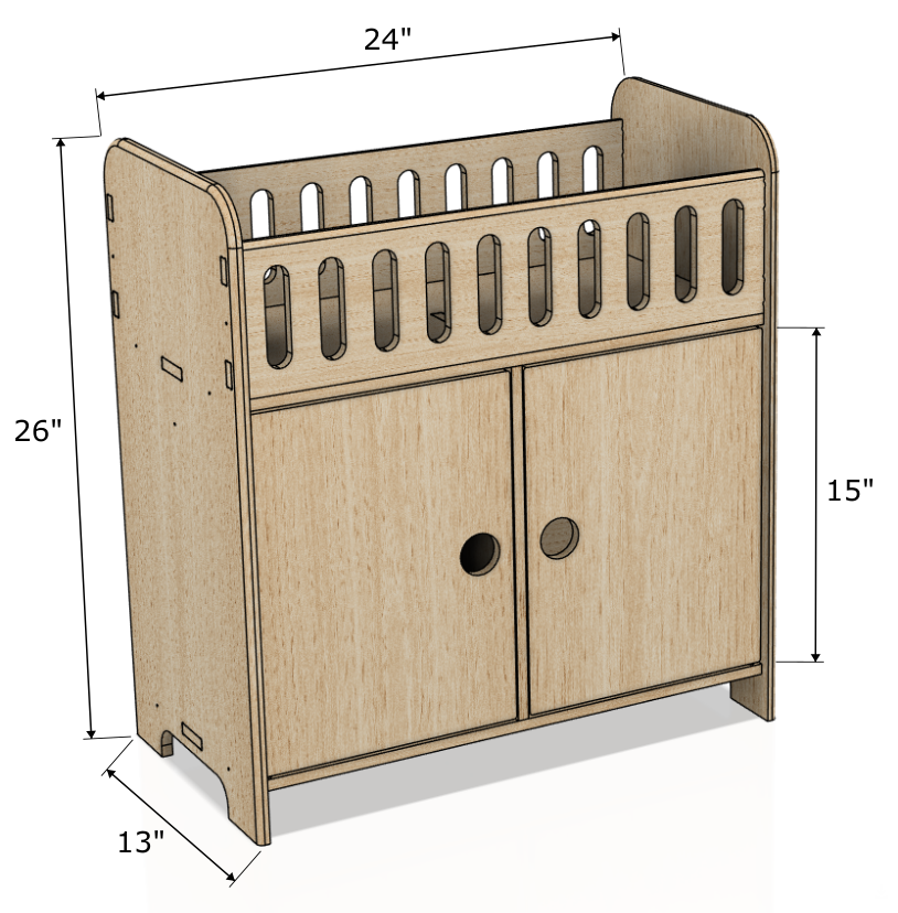 CLARA- Doll Crib with Storage Bush Acres