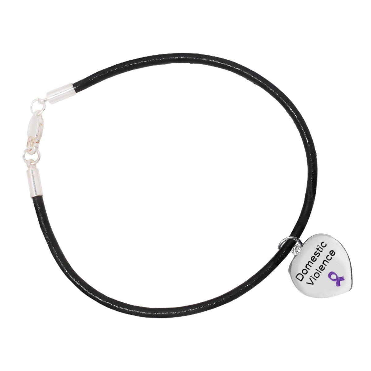 Domestic Violence Awareness Heart Charm Leather Bracelets The Awareness Company