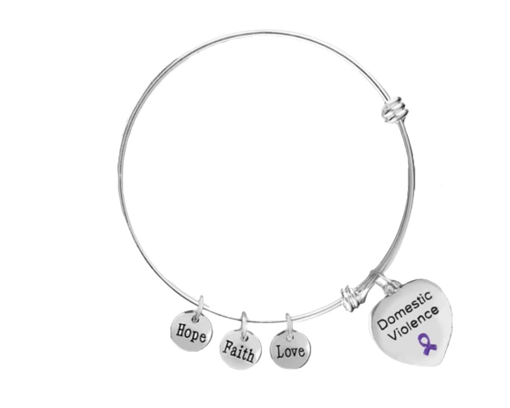 Domestic Violence Awareness Heart Charm Retractable Bracelets The Awareness Company