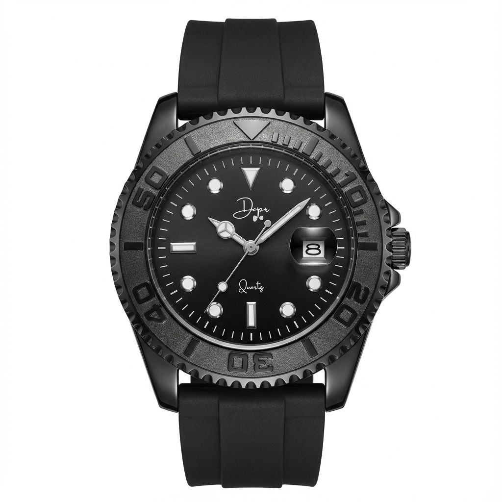 Minimalist Quartz Men's Watch - The Dark Night by Dapper (Black) Dapr Watches