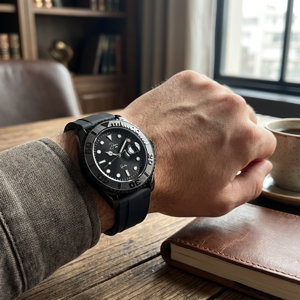 Minimalist Quartz Men's Watch - The Dark Night Black Dapr Watches