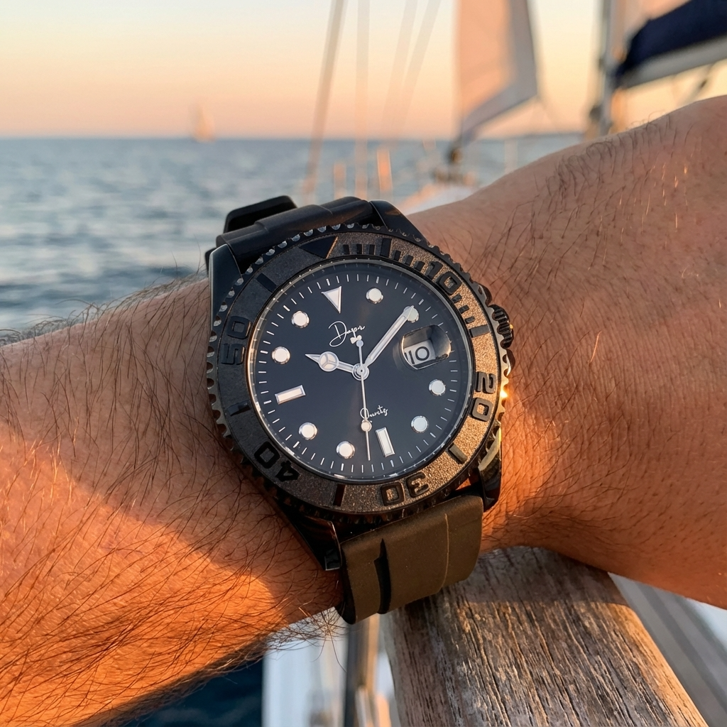 Minimalist Quartz Men's Watch - The Dark Night by Dapper (Black) Dapr Watches