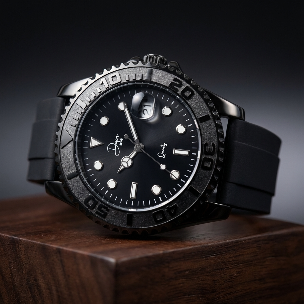 Minimalist Quartz Men's Watch - The Dark Night Black Dapr Watches