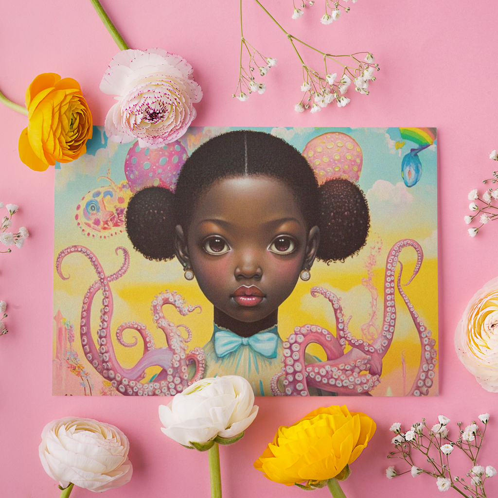 Afrofuturistic & Surreal Pastel Tentacle Postcard Black Magic Social Club