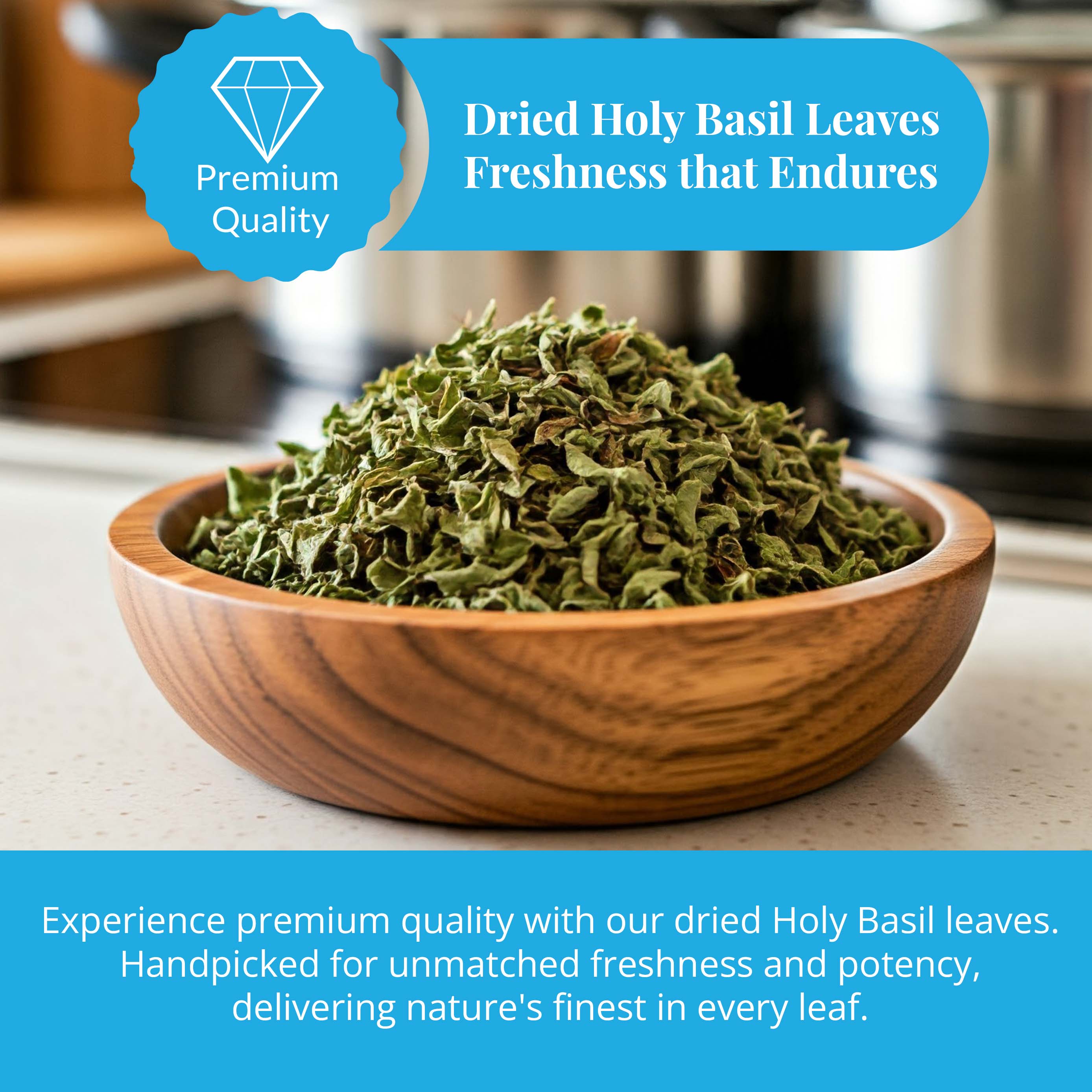 Akshit Holy Basil Leaves, Naturally Dried Leaves, 100% Pure Holy Basil (Tulsi) Tea , No Caffeine, No Additives, Vegan - 2.6oz Akshit