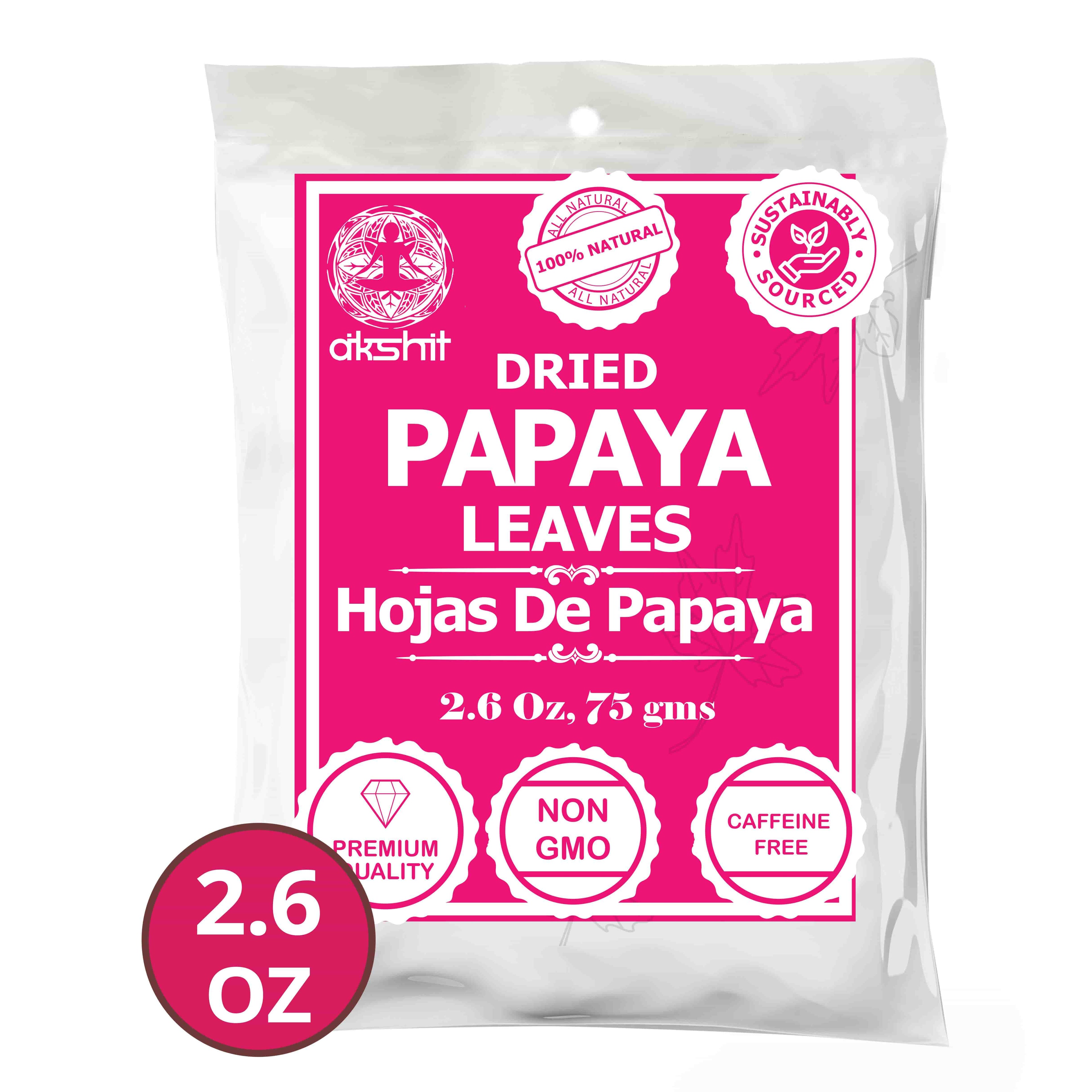 Akshit Papaya Leaves, Hojas de papaya, 2.6oz, Dried Papaya Leaf, Herbal Tea, Non GMO, Caffeine free, Sugar free, Rich In Vitamins. Akshit