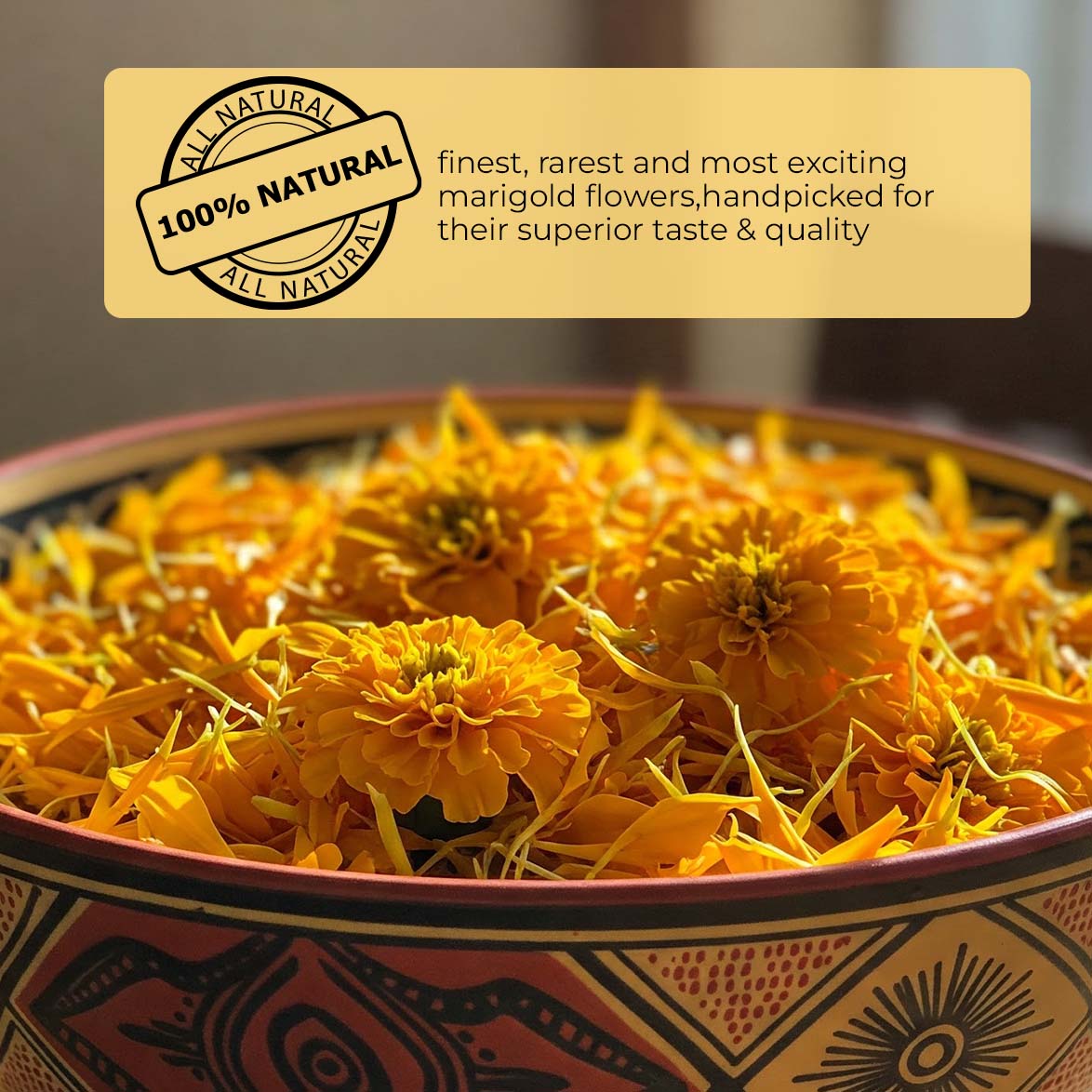 Dried Marigold Calendula flowers, Calendula Tea, 2.6oz I Calendula Officinalis | Caléndula pétalos I Akshit Pétales de Souci Bio | Flor De Calendula Akshit
