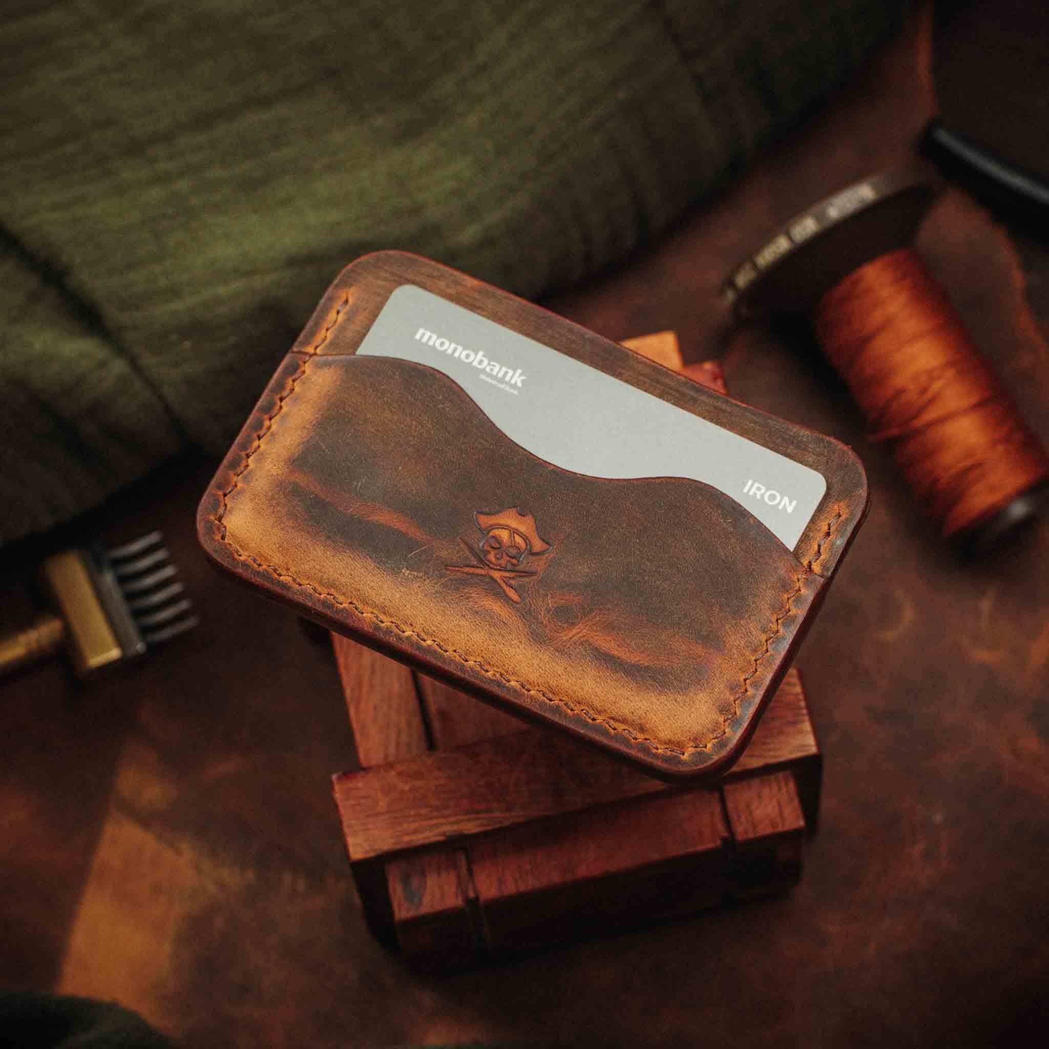 Minimalist Wallet - Drunken Boatswain v2 | Slim Leather | EDC Pirate Goods