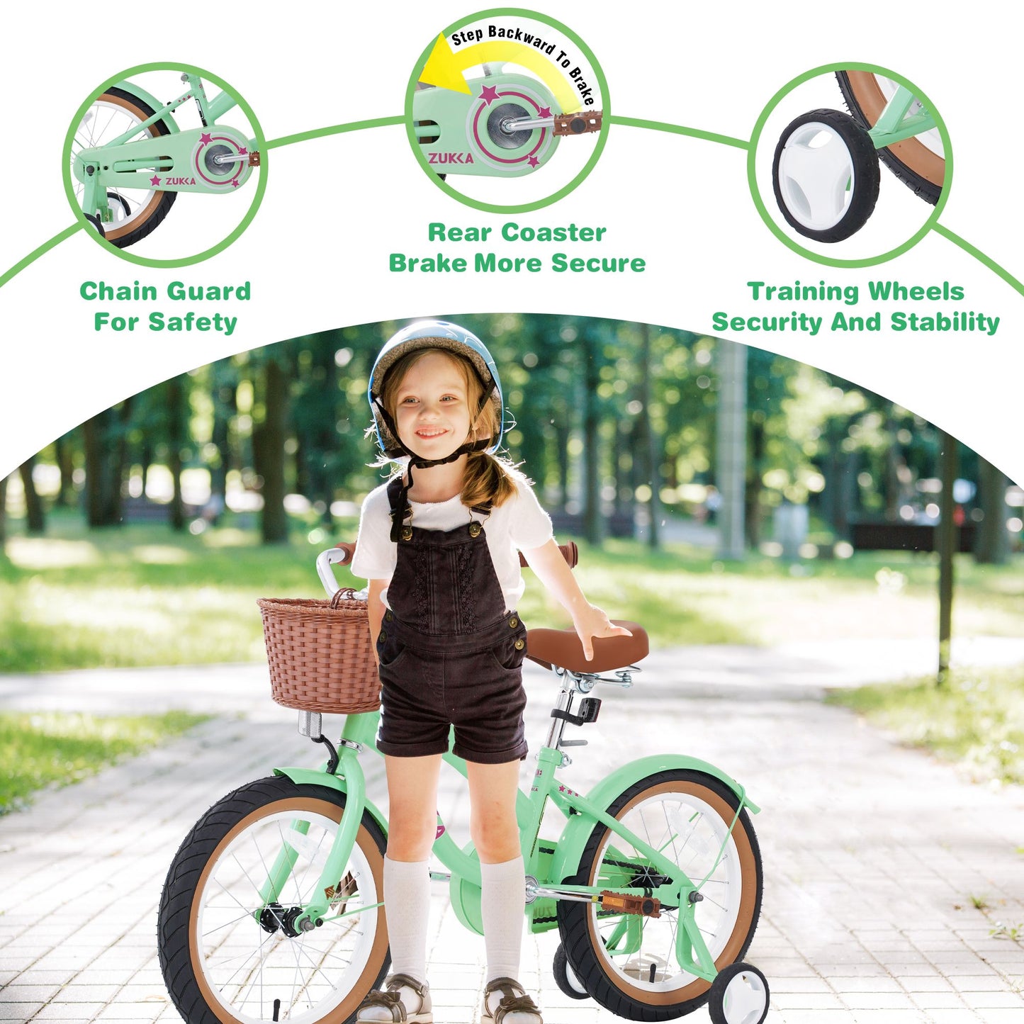 Multiple Colors,Girls Bike for 4-7 Years Old Kids,16 inch wheel , Training Wheels Included