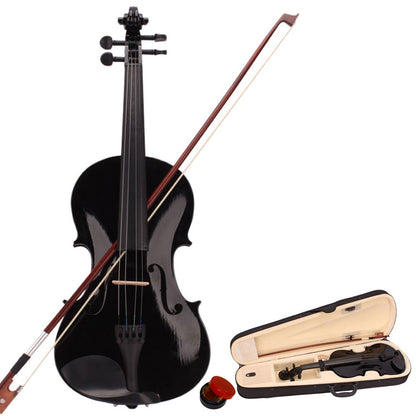 New 4/4 Acoustic Violin Case Bow Rosin Black