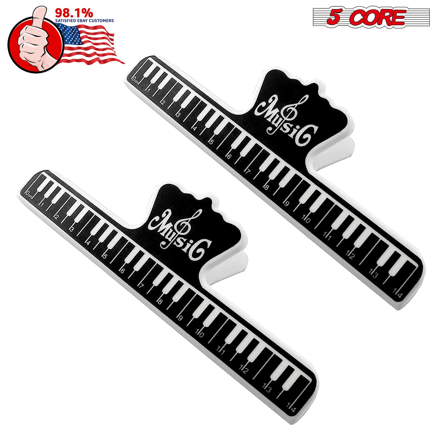 5 Core Music Page Holder 2 Pieces Black | Durable Music Score Fixed Clips| Music Sheet Paper Holder, Musical Note Clamps for Guitar Violin Piano Artists- MUS Clip 2PCS