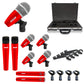 5 Core Drum Microphone Kit 9 Piece Full Metal Dynamic Wired Drums Mic Set for Drummers w Kick Bass Tom Snare + Carrying Silver Case Sponge Thread Holder for Vocal & Other Instrument - DM 9RND