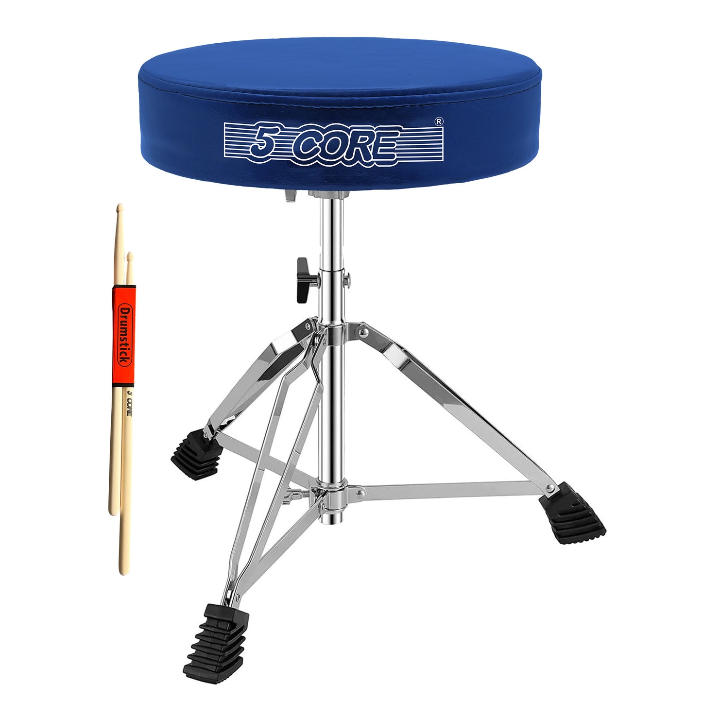 5 CORE Drum Throne Height Adjustable Guitar Stool Thick Padded Memory Foam DJ Chair Seat with Anti Slip Feet Multipurpose Musician Chair for Adults and Kids Drummer Cello Guitar Player - DS CH BLU