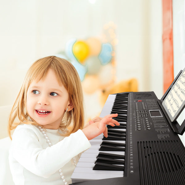 GEP-203 61 Key Keyboard with Piano Stand, Piano Bench, Built In Speakers, Headphone, Microphone, Music Rest, LED Screen, 3 Teaching Modes for Beginners