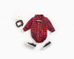 Baby Boy Plaid Pattern Buttoned Shirt With Pockets Long Sleeve Onesies In Autumn