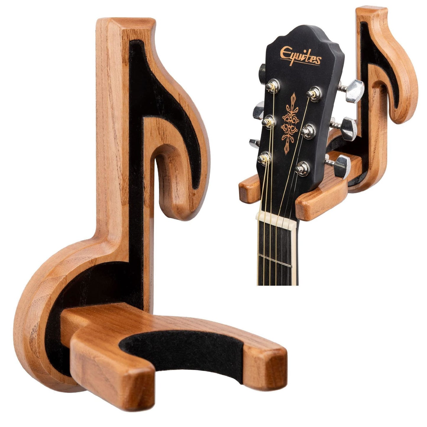 Guitar Holder Wall Mount Ash Wood Wooden Guitar Hanger Hook Stand Rack Guitar Hanger for Electric Classic Acoustic and Bass Guitar Musical Instruments Hardwood